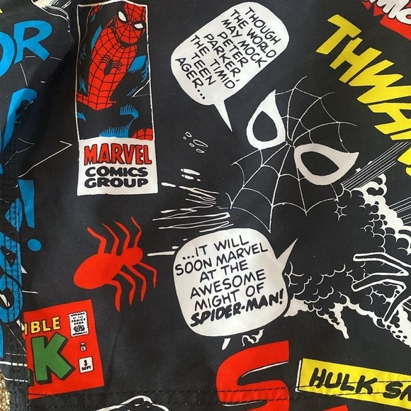 Marvel Swim Board Shorts Black Red Blue White Size SMALL - Picture 3 of 6